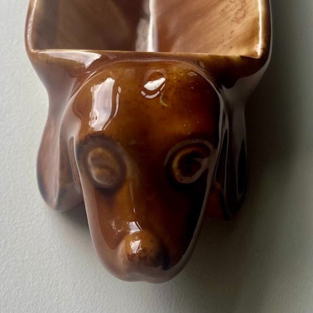 Dachshund Trinket/Cracker/Olive Holder Vintage Art Pottery Ceramic